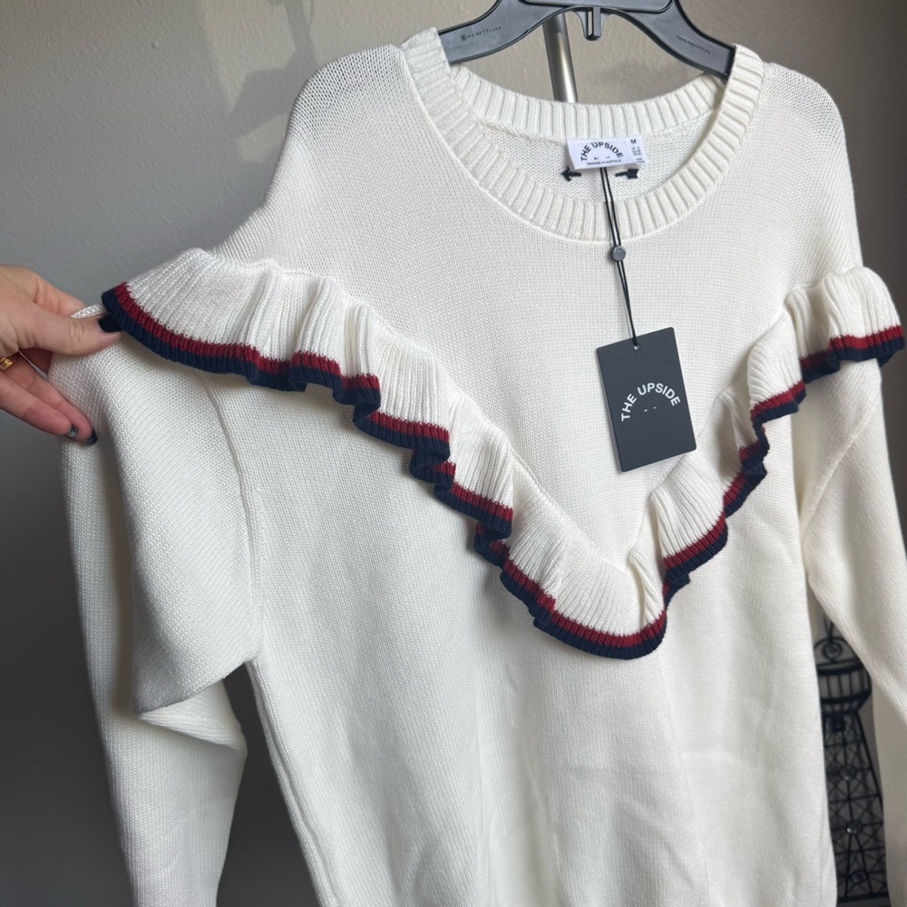 NEW The Upside Columbia Boo Frill Knit Top Cotton Sweater Sz M - Picture 6 of 10